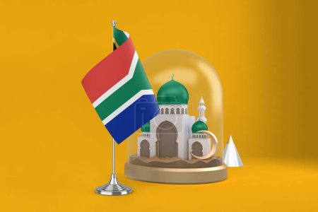 Téléchargez les photos : Ramadan Afrique du Sud Drapeau et mosquée - en image libre de droit