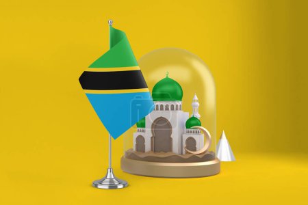 Photo for Ramadan Tanzania Flag and Mosque - Royalty Free Image