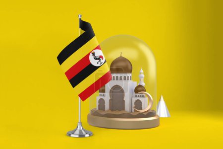 Téléchargez les photos : Ramadan Ouganda Drapeau et mosquée - en image libre de droit