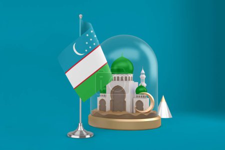 Foto de Ramadán Uzbekistán Bandera y Mezquita - Imagen libre de derechos