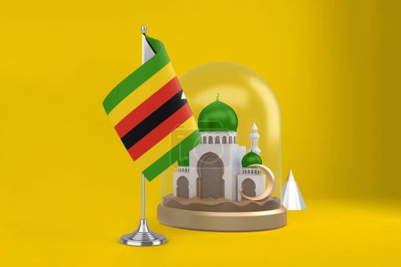 Photo for Ramadan Zimbabwe Flag and Mosque - Royalty Free Image