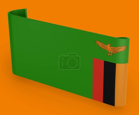 Téléchargez les photos : Bannière de ruban de drapeau de Zambie - en image libre de droit