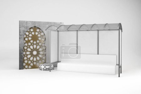 Photo for Arabic Bus Stop Right Side In White Background - Royalty Free Image