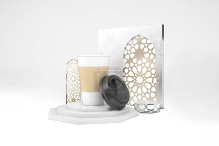 Téléchargez les photos : Arabe tasse de café face avant en fond blanc - en image libre de droit