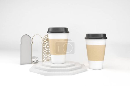 Téléchargez les photos : Tasses de café arabes face avant en arrière-plan blanc - en image libre de droit