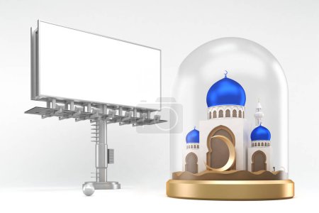 Téléchargez les photos : Panneau d'affichage Ramadan côté gauche en arrière-plan blanc - en image libre de droit