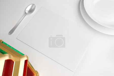 Photo for Ramadan Menu Restaurant Perspective Side In White Background - Royalty Free Image