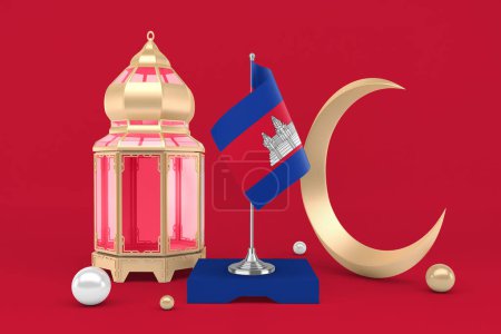 Photo for Ramadan Cambodia With Crescent 3D Rendering - Royalty Free Image