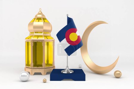 Foto de Ramadán Colorado con Renderizado Crescent 3D - Imagen libre de derechos