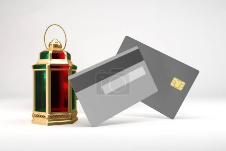 Photo for Ramadan Credit Cards Left Side In White Background - Royalty Free Image