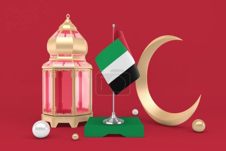 Foto de Ramadán Emiratos Árabes Unidos con media luna - Imagen libre de derechos