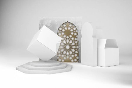 Photo for Arabic Boxes Perspective Side In White Background - Royalty Free Image