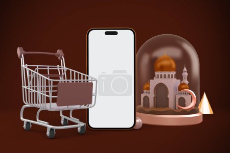 Téléchargez les photos : Ramadan Shopping App avec téléphone face avant - en image libre de droit