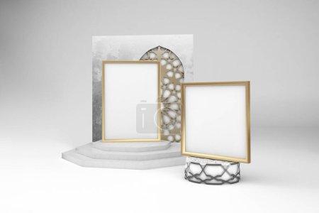 Foto de Vista frontal de marcos árabes en fondo blanco - Imagen libre de derechos