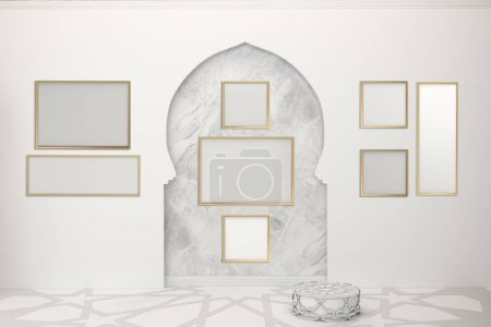 Photo for Arabic Frames With Wall In White Background - Royalty Free Image