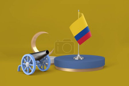Photo for Ramadan Colombia Cannon and Crescent 3D Rendering - Royalty Free Image