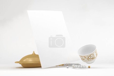Photo for Eid Poster Perspective Side In White Background - Royalty Free Image