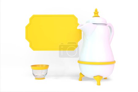 Photo for Eid Coffee with Frame Front Side In White Background - Royalty Free Image