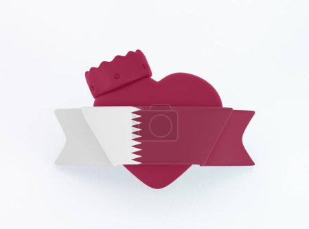 Téléchargez les photos : Bannière de coeur de drapeau du Qatar - en image libre de droit