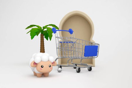 Photo for Adha Shopping Cart Right Side In White Background - Royalty Free Image