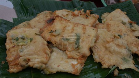 Photo for Tempe Mendoan (fried tempe mendoan) - Gorengan as takjil or iftar food. Menu berbuka puasa. - Royalty Free Image