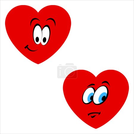 Illustration for Heart Face Expressions. Art and Illustration. Heart face. Facial Expressions - Royalty Free Image