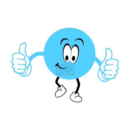 Illustration for Success illustration. Thumbs up face. Happy face. Smiling face. Cartoon illustration - Royalty Free Image