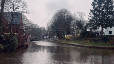 Photo for Beautiful view of Worsley canal in snow! - Royalty Free Image