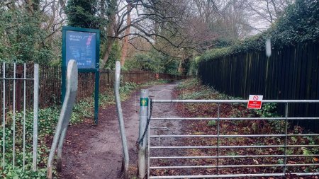 Photo for Worsley woods path entrance in Salford,Manchester - Royalty Free Image