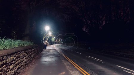 Photo for Leigh road in Boothstown,Manchester England at night landscape - Royalty Free Image