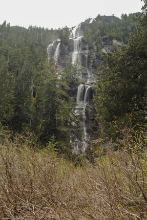 Foto de Della Falls en la isla de Vancouver es una de las cascadas más altas de Canadá - Imagen libre de derechos