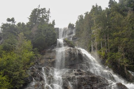 Foto de La base de una de las cascadas más altas de Canadá - Della Falls, Strathcona Provincial Park, Vancouver Island, BC, Canada - Imagen libre de derechos