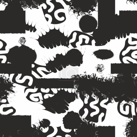 Ilustración de Abstracto patrón de fondo sin costuras de tinta negra sobre fondo blanco. - Imagen libre de derechos