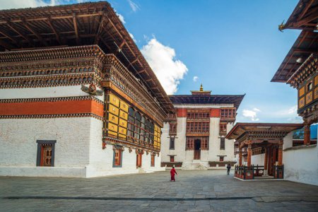 Photo for View of Tashichho Dzong, a Buddhist monastery and fortress built in 1772 on the northern edge of the capital city. - Royalty Free Image