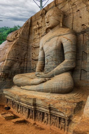 Photo for Polonnaruwa. Sri Lanka. Gal Vihara Buddhist Statue. Vertical photo - Royalty Free Image