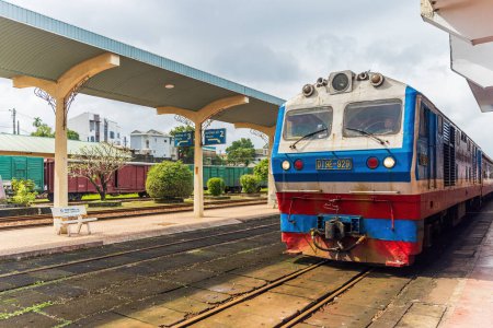 Photo for Vietnam railways train running in Hue - Royalty Free Image