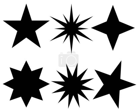 polygonale Sterne auf weißem Hintergrund, schwarz-weiße Farbe. Hochwertiges Foto