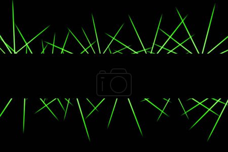 Abstract black background with green spines, space for text. High quality photo