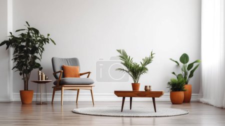 Photo for Modern interior with comfortable armchair and green plants - Royalty Free Image