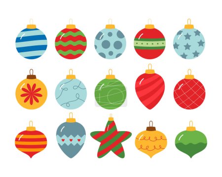 Ilustración de Navidad bola ornamento plano diseño ilustración conjunto - Imagen libre de derechos