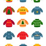 Christmas sweater flat design illustration set