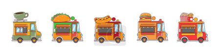 Set of food truck hand-drawn collection