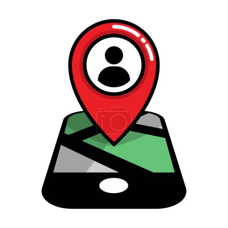 Navigateur de carte de points avec illustration vectorielle d'icône mobile