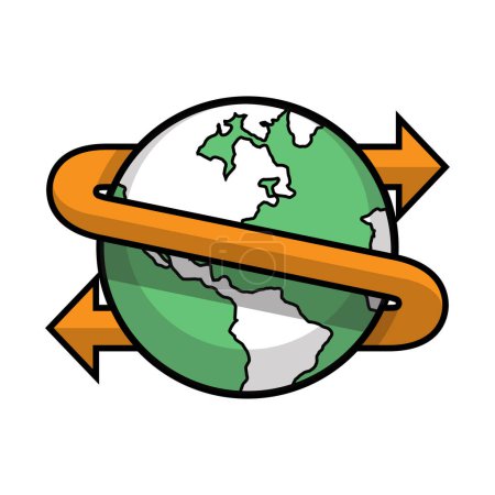 Globe avec icône flèche ronde illustration vectorielle
