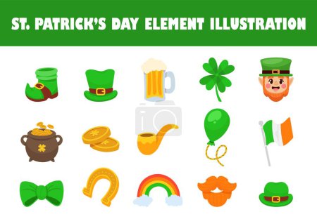 Set of Patricks day element vector illustration