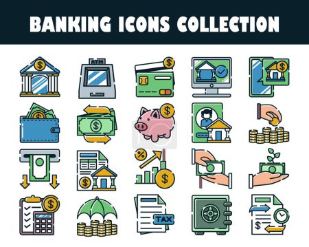 Iconos bancarios vector ilustración conjunto