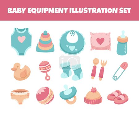 Baby-Spielzeug und Geräte Vektor Illustration Set