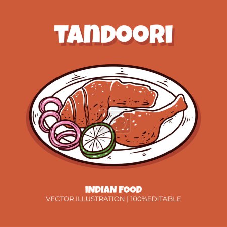 Téléchargez les illustrations : Illustration vectorielle alimentaire indienne Tandoori - en licence libre de droit