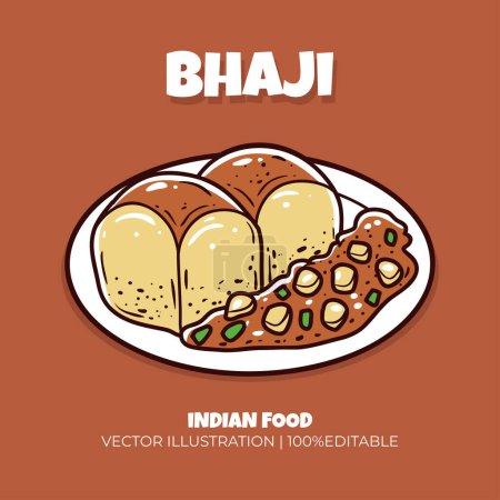 Bhaji Indian food vector illustration