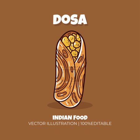 Téléchargez les illustrations : Illustration vectorielle alimentaire indienne Dosa - en licence libre de droit